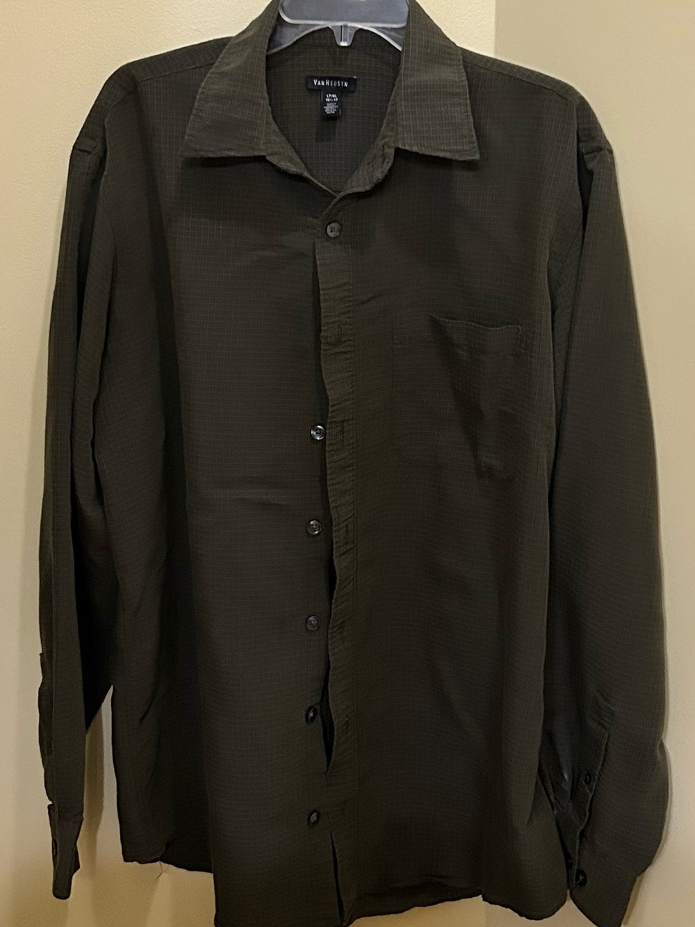 Van Heusen Dark Olive Green Long-Sleeve Button-Down Shirt